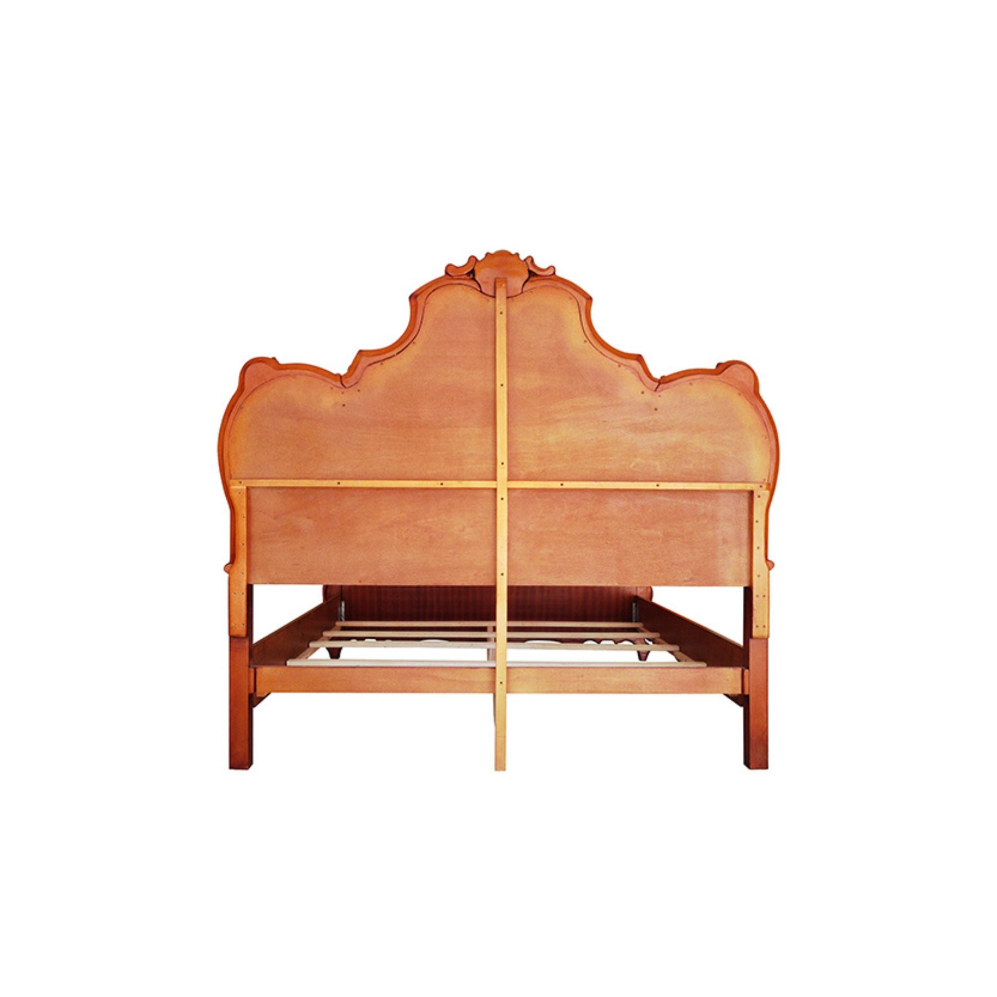 Honey Picardy California King Honey Oak Finished Panel Bed – Traditional Antique Style with Decorative Scrollwork