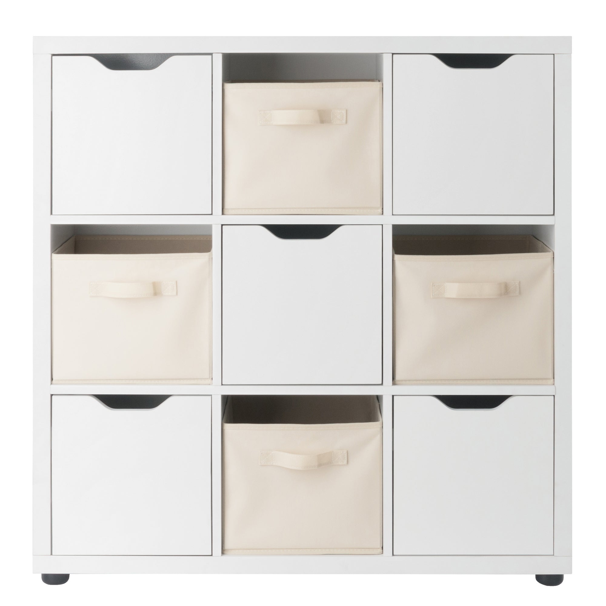 Julia 3x3 Storage 5-Pc Cabinet Set, Beige & White