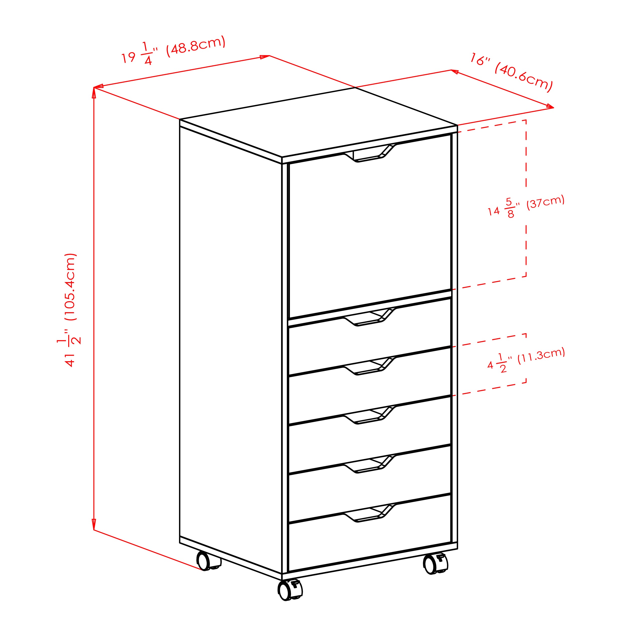 Halifax 5 Drawer Storage Mobile Cabinet, White
