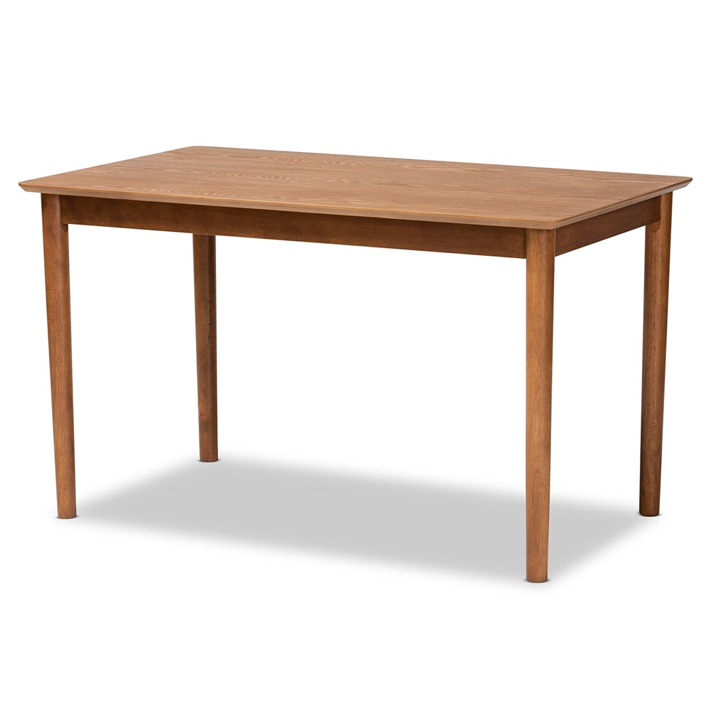 Nexus Mid-Century Modern Gravel Fabric Upholstered and Walnut Brown Finished Wood 5-Piece Dining Set