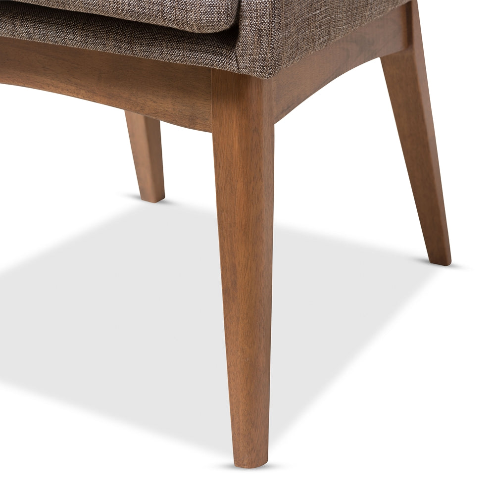 Nexus Mid-Century Modern Gravel Fabric Upholstered and Walnut Brown Finished Wood 5-Piece Dining Set