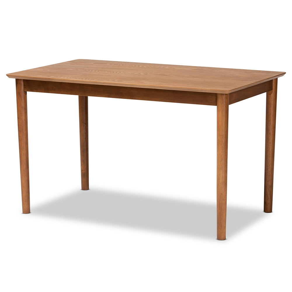 Dorina Mid-Century Modern Gravel Fabric Upholstered and Walnut Brown Finished Wood 5-Piece Dining Set