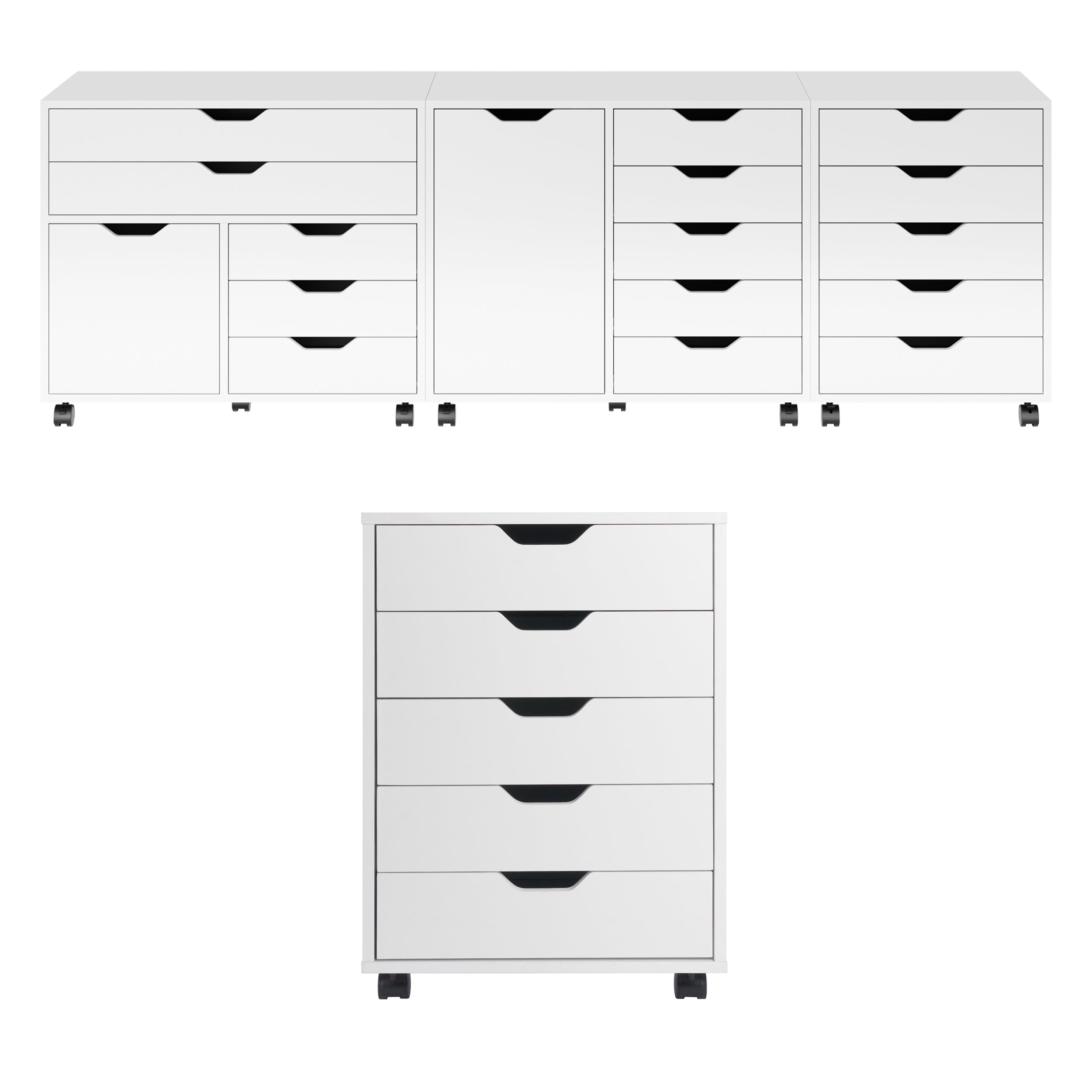 Halifax 5-Drawer Mobile Cabinet, White