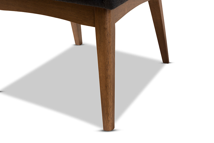 Nexus Mid-Century Modern Walnut Wood Finishing Dark Fabric Dining Side Chair (Set of 2)