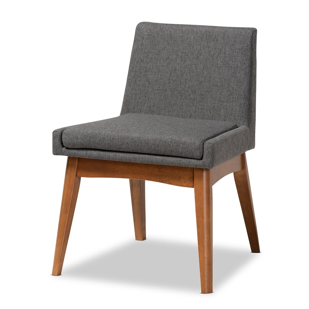 Nexus Mid-Century Modern Dark Grey Fabric Upholstered and Walnut Brown Finished Wood 5-Piece Dining Set