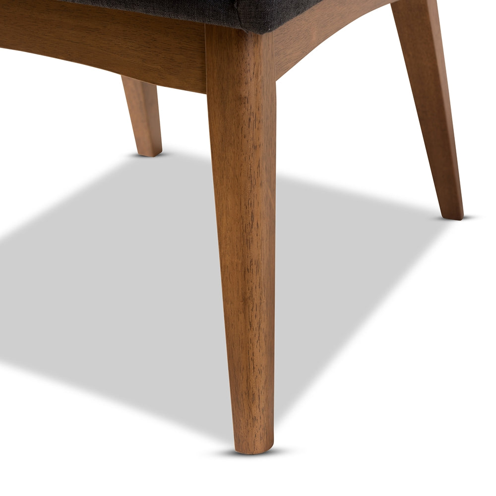 Nexus Mid-Century Modern Dark Grey Fabric Upholstered and Walnut Brown Finished Wood 5-Piece Dining Set