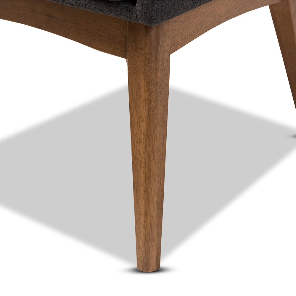 Dorina Mid-Century Modern Dark Grey Fabric Upholstered and Walnut Brown Finished Wood 5-Piece Dining Set