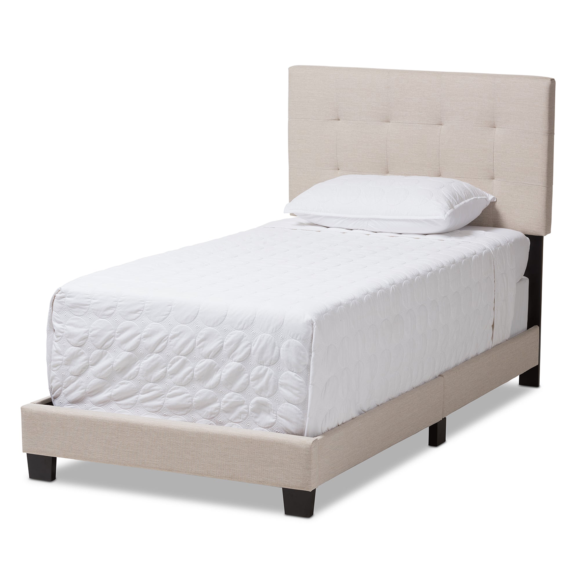 Brookfield Modern and Contemporary Beige Fabric Twin Size Bed