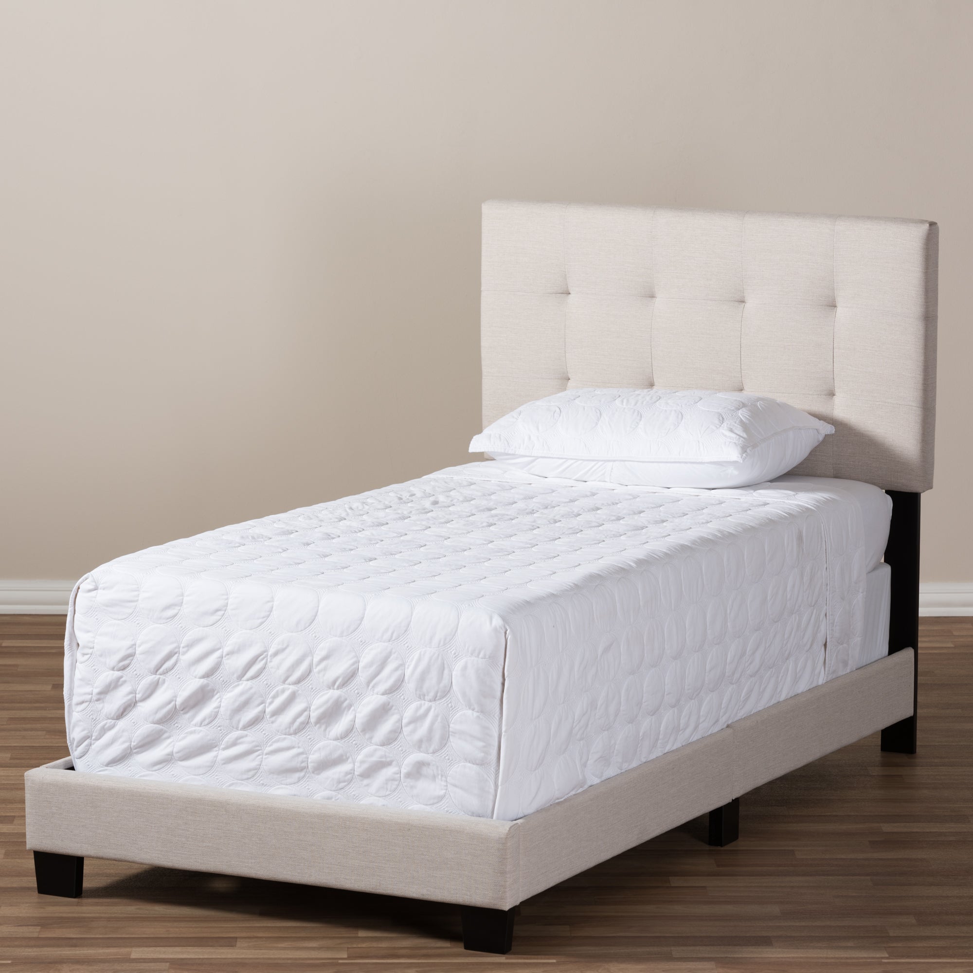 Brookfield Modern and Contemporary Beige Fabric Twin Size Bed