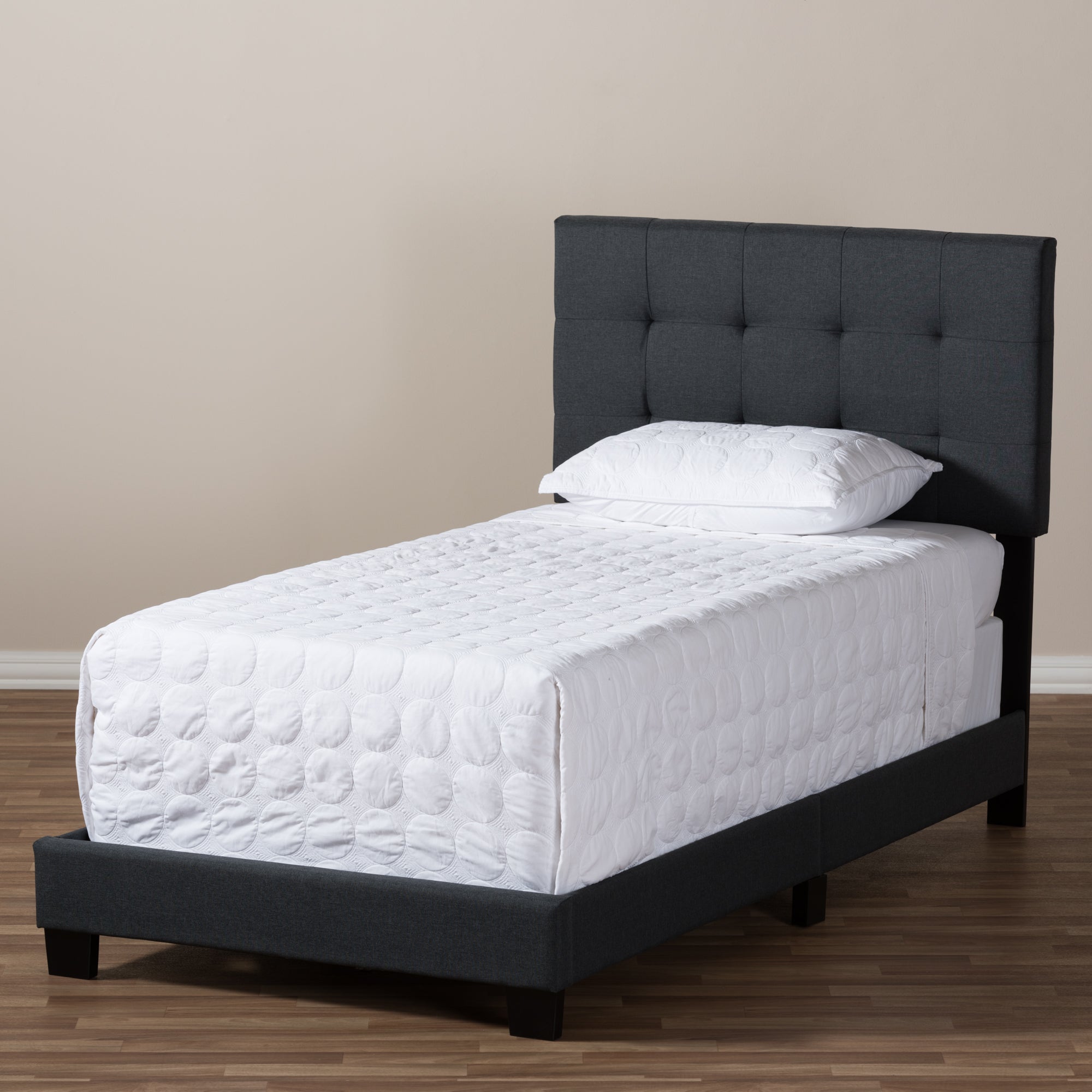 Brookfield Charcoal Grey Fabric Twin Size Bed