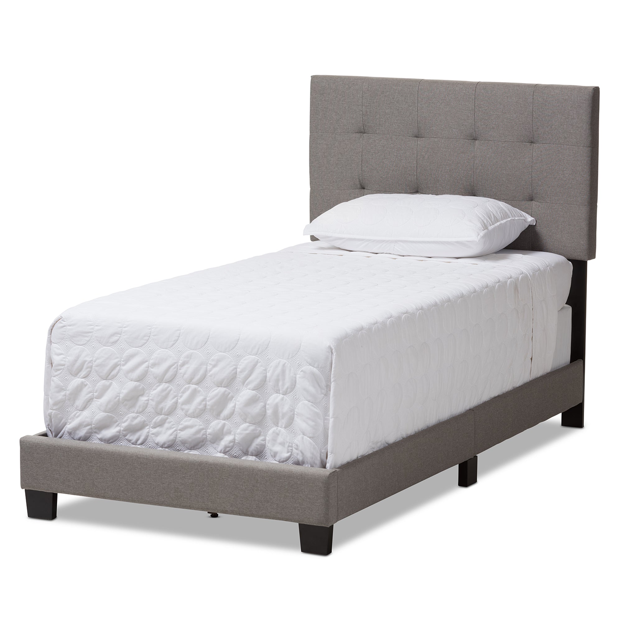 Brookfield Modern and Contemporary Light Grey Fabric Twin Size Bed