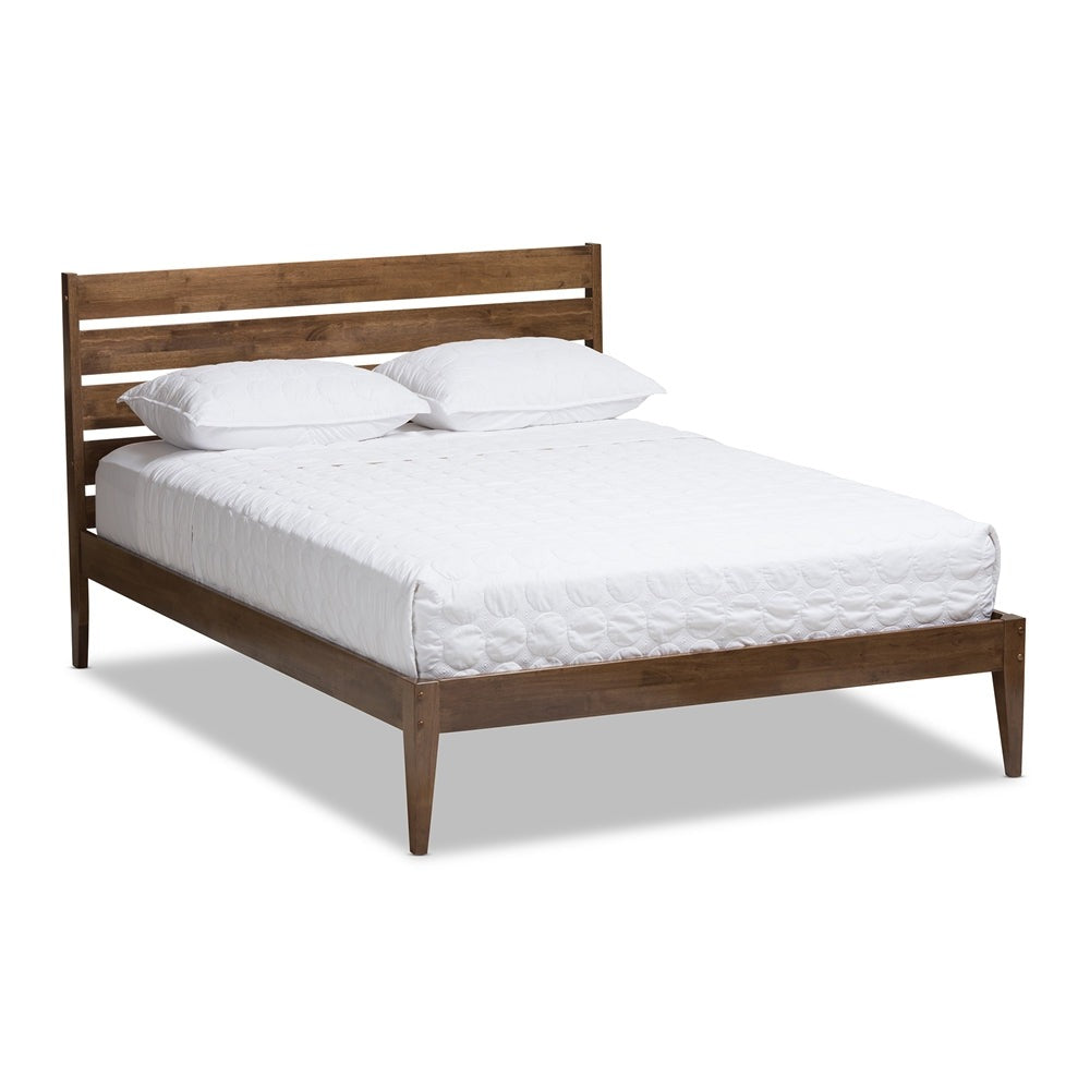 Elmdon Solid Walnut Wood Slatted Headboard Style King Size Platform Bed