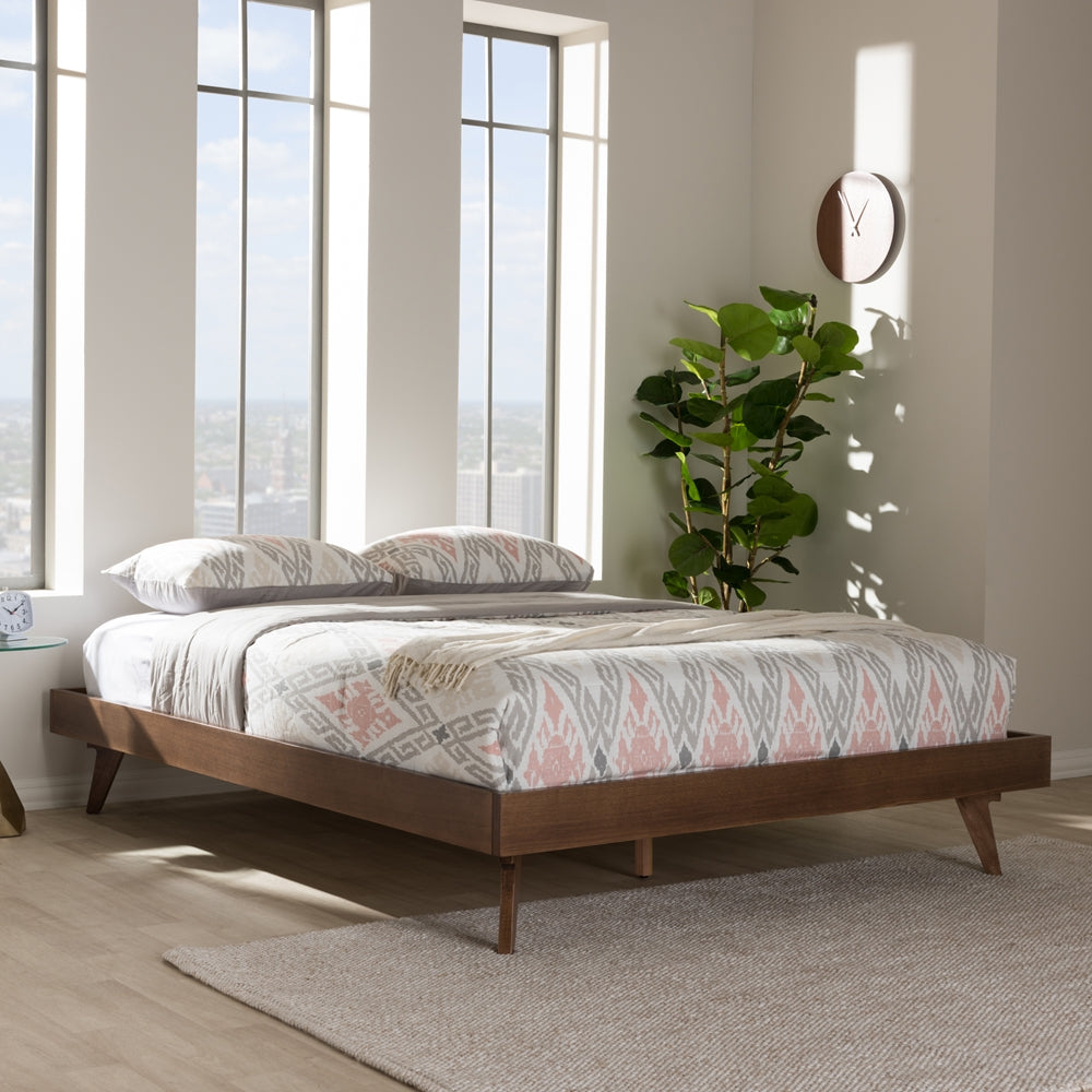 Jacob Walnut Brown Finished Solid Wood Full Size Bed Frame