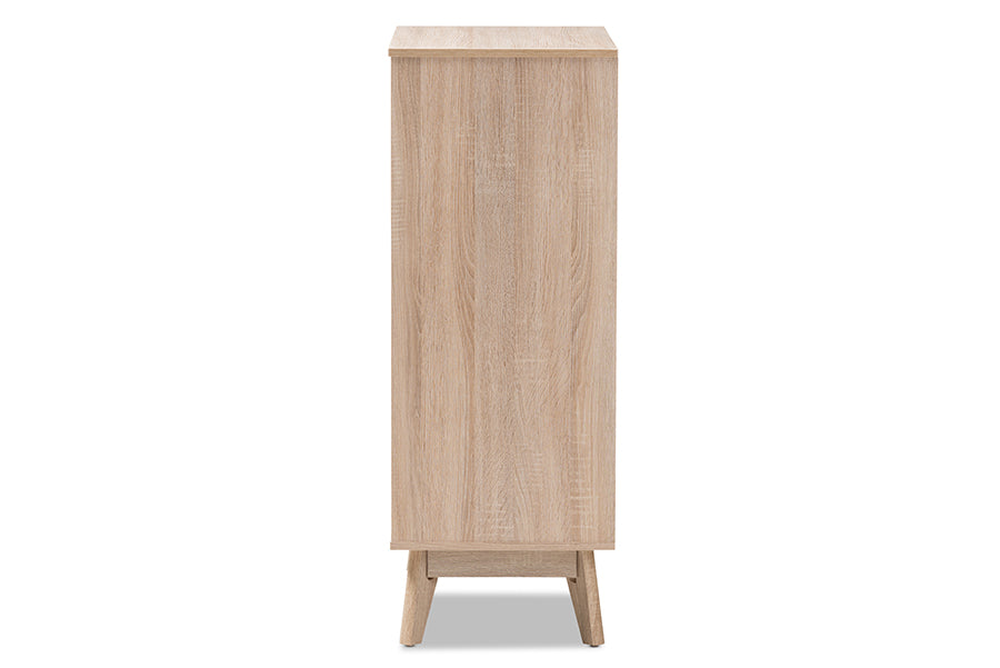 Fella Mid-Century Modern Two-Tone Oak and Grey Wood 5-Drawer Chest