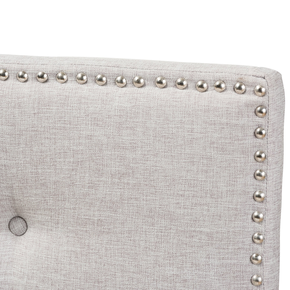 Windsor Modern and Contemporary Greyish Beige Fabric Upholstered Full Size Headboard