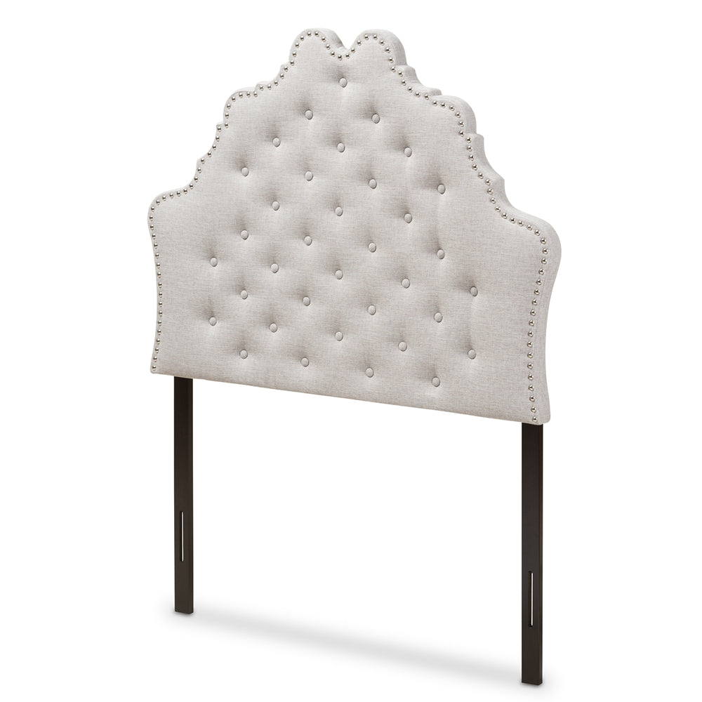 Hilda Modern and Contemporary Greyish Beige Fabric Twin Size Headboard