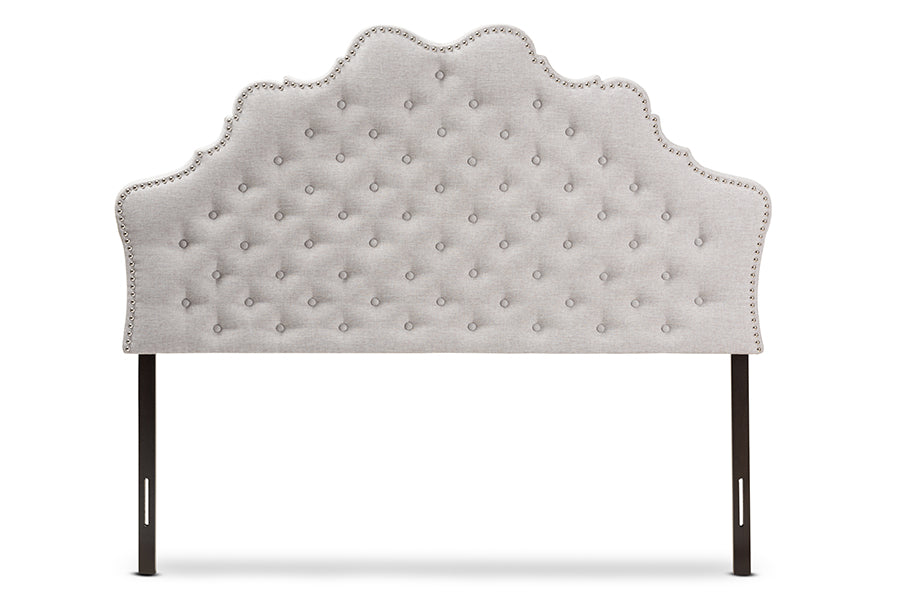 Hilda Modern and Contemporary Greyish Beige Fabric Queen Size Headboard