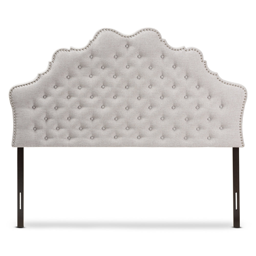 Hilda Modern and Contemporary Greyish Beige Fabric Queen Size Headboard