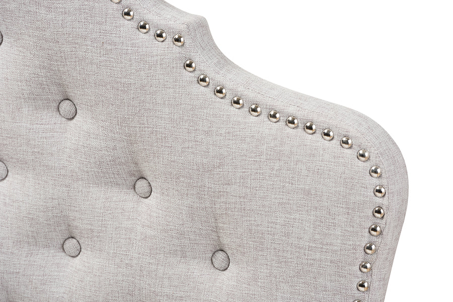 Hilda Modern and Contemporary Greyish Beige Fabric Queen Size Headboard