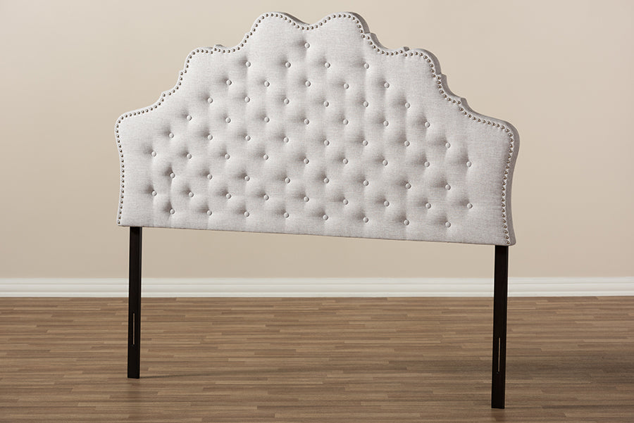 Hilda Modern and Contemporary Greyish Beige Fabric Queen Size Headboard