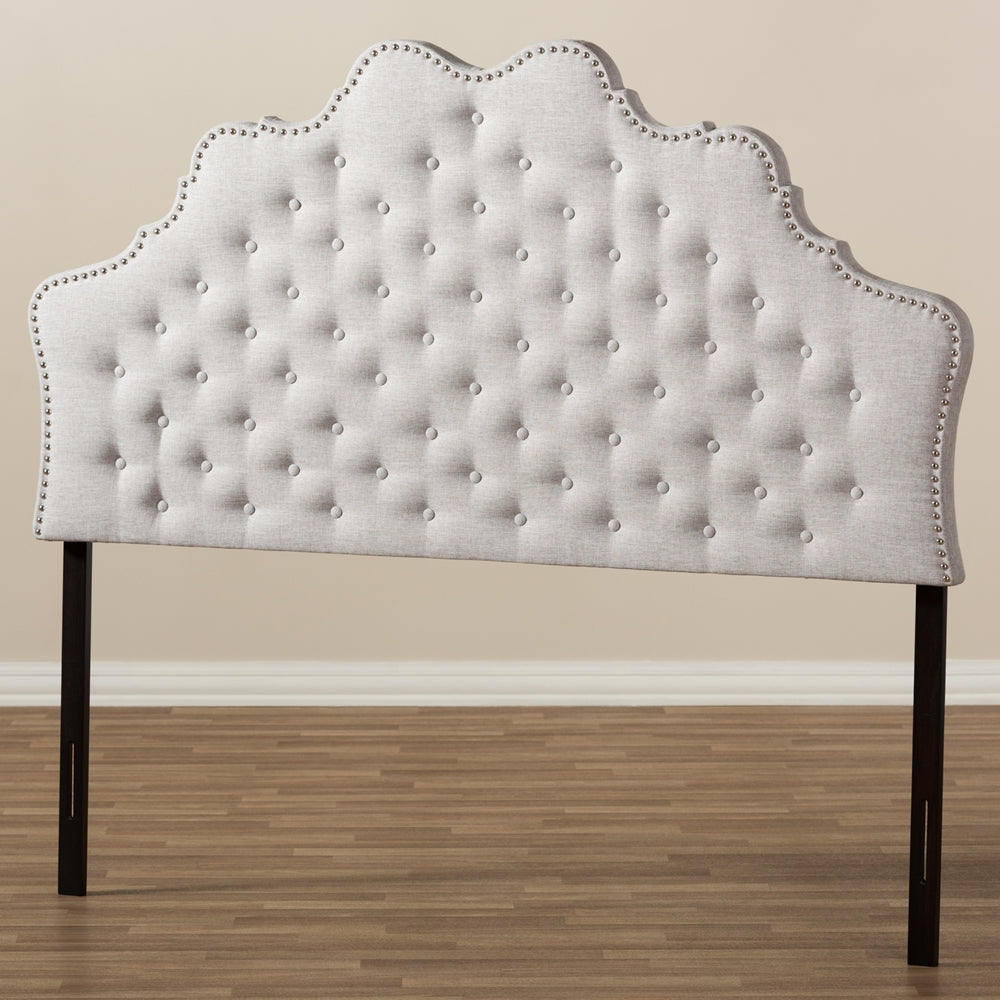 Hilda Modern and Contemporary Greyish Beige Fabric Queen Size Headboard
