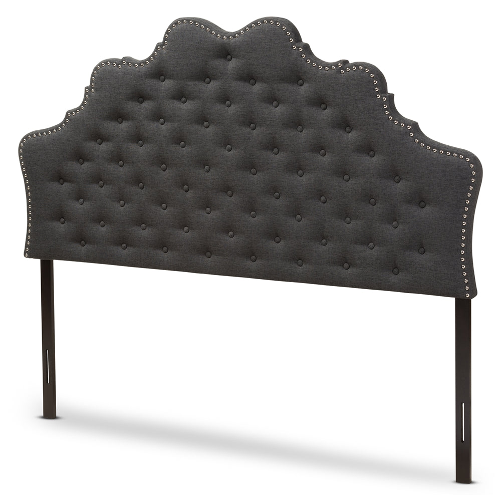Hilda Modern and Contemporary Dark Grey Fabric Queen Size Headboard