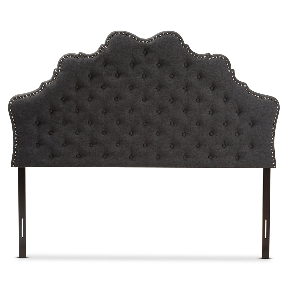 Hilda Modern and Contemporary Dark Grey Fabric Queen Size Headboard