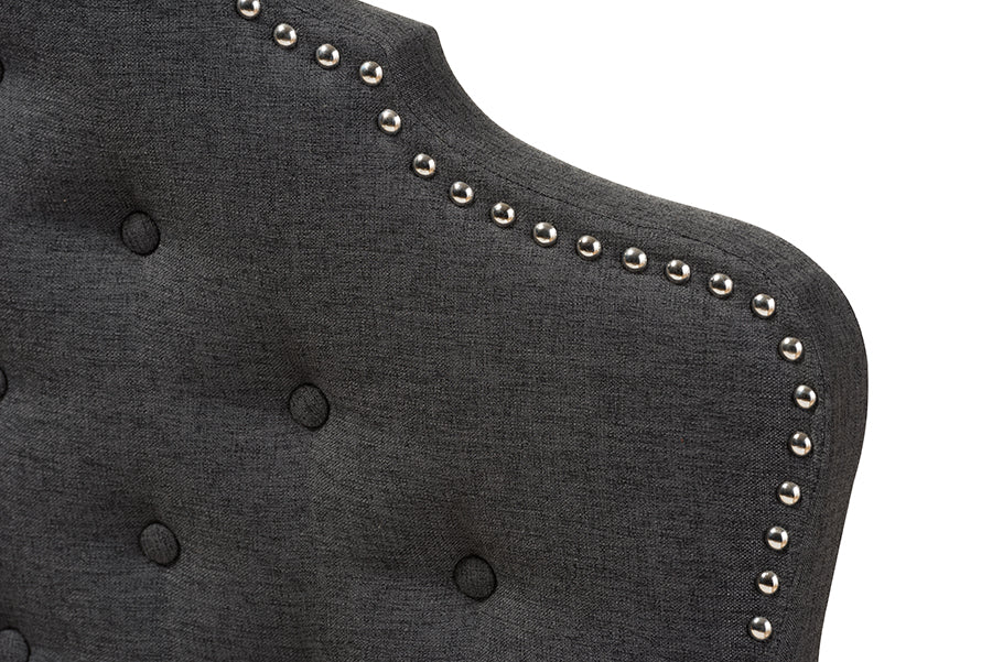 Hilda Modern and Contemporary Dark Grey Fabric Queen Size Headboard