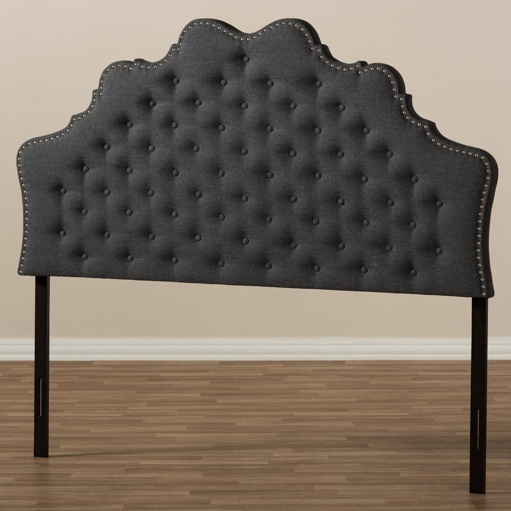 Hilda Modern and Contemporary Dark Grey Fabric Queen Size Headboard