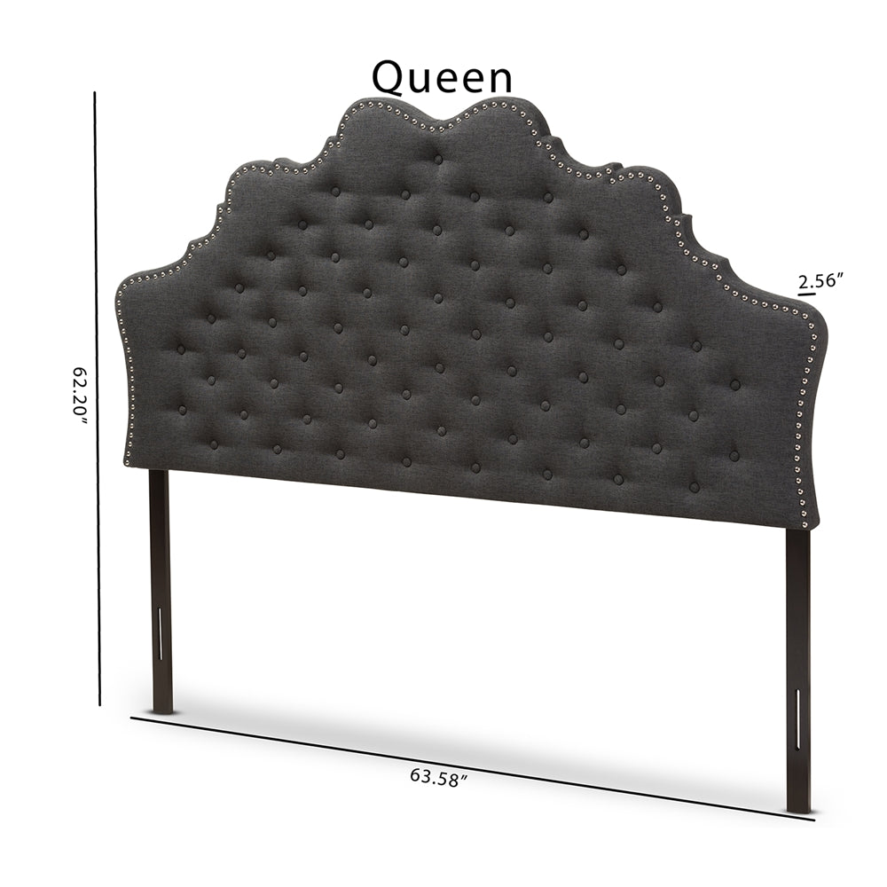 Hilda Modern and Contemporary Dark Grey Fabric Queen Size Headboard