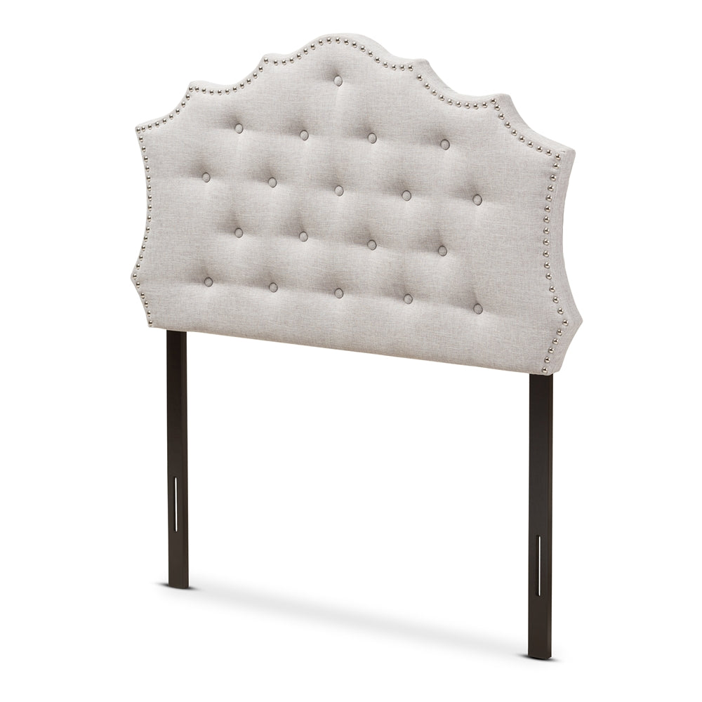 Aurora Modern and Contemporary Greyish Beige Fabric Twin Size Headboard