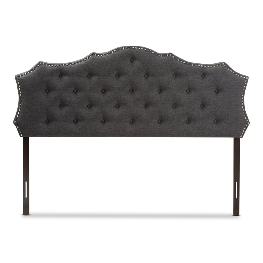 Aurora Modern and Contemporary Dark Grey Fabric King Size Headboard