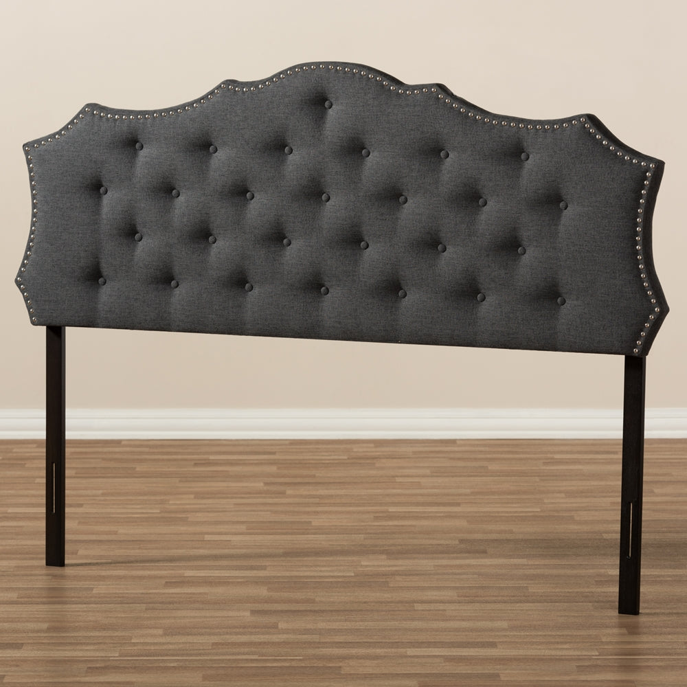 Aurora Modern and Contemporary Dark Grey Fabric King Size Headboard