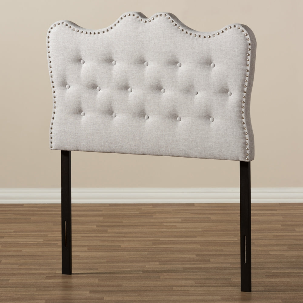 Emma Modern and Contemporary Greyish Beige Fabric Twin Size Headboard