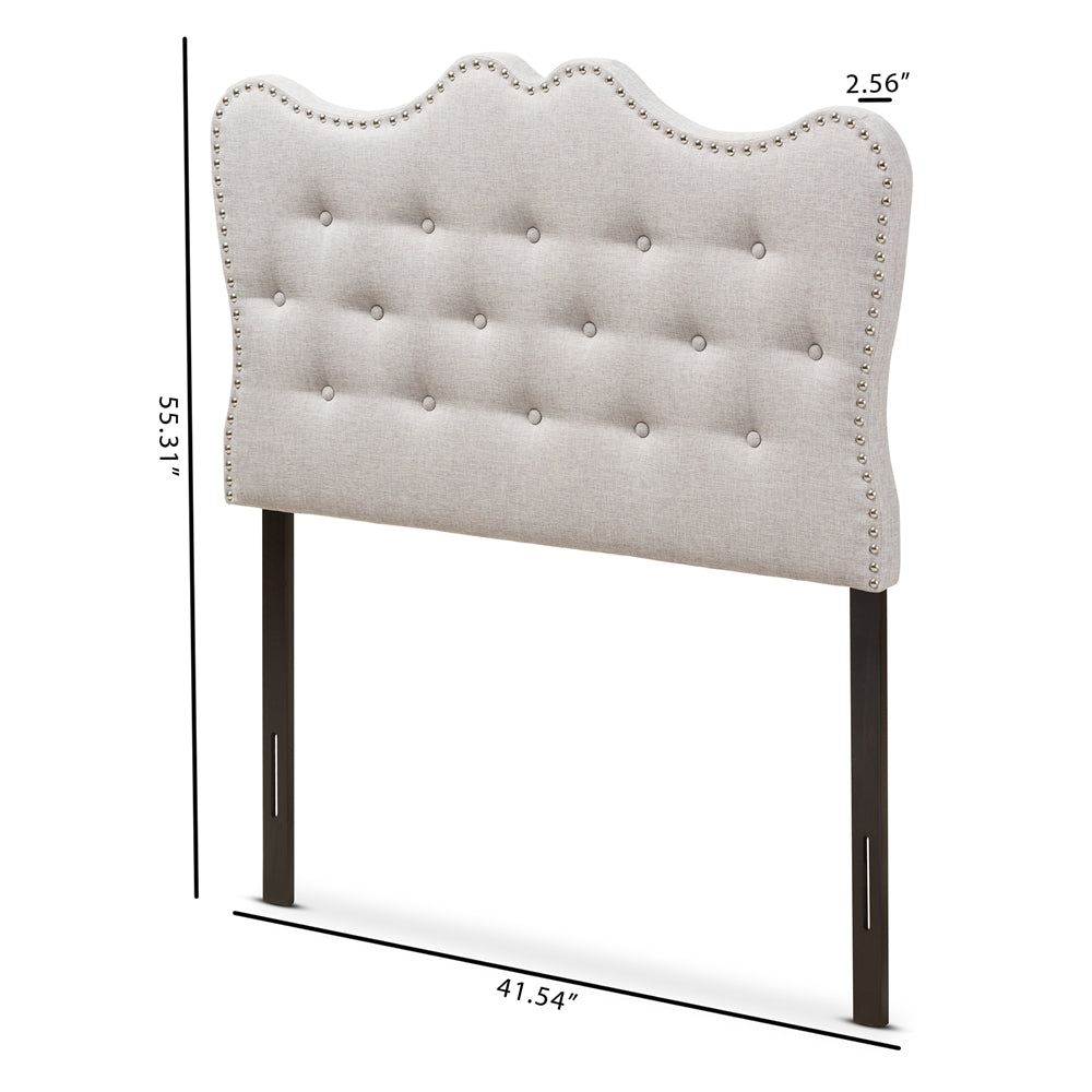 Emma Modern and Contemporary Greyish Beige Fabric Twin Size Headboard