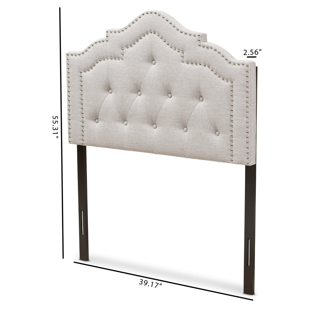 Edith Modern and Contemporary Greyish Beige Fabric Twin Size Headboard