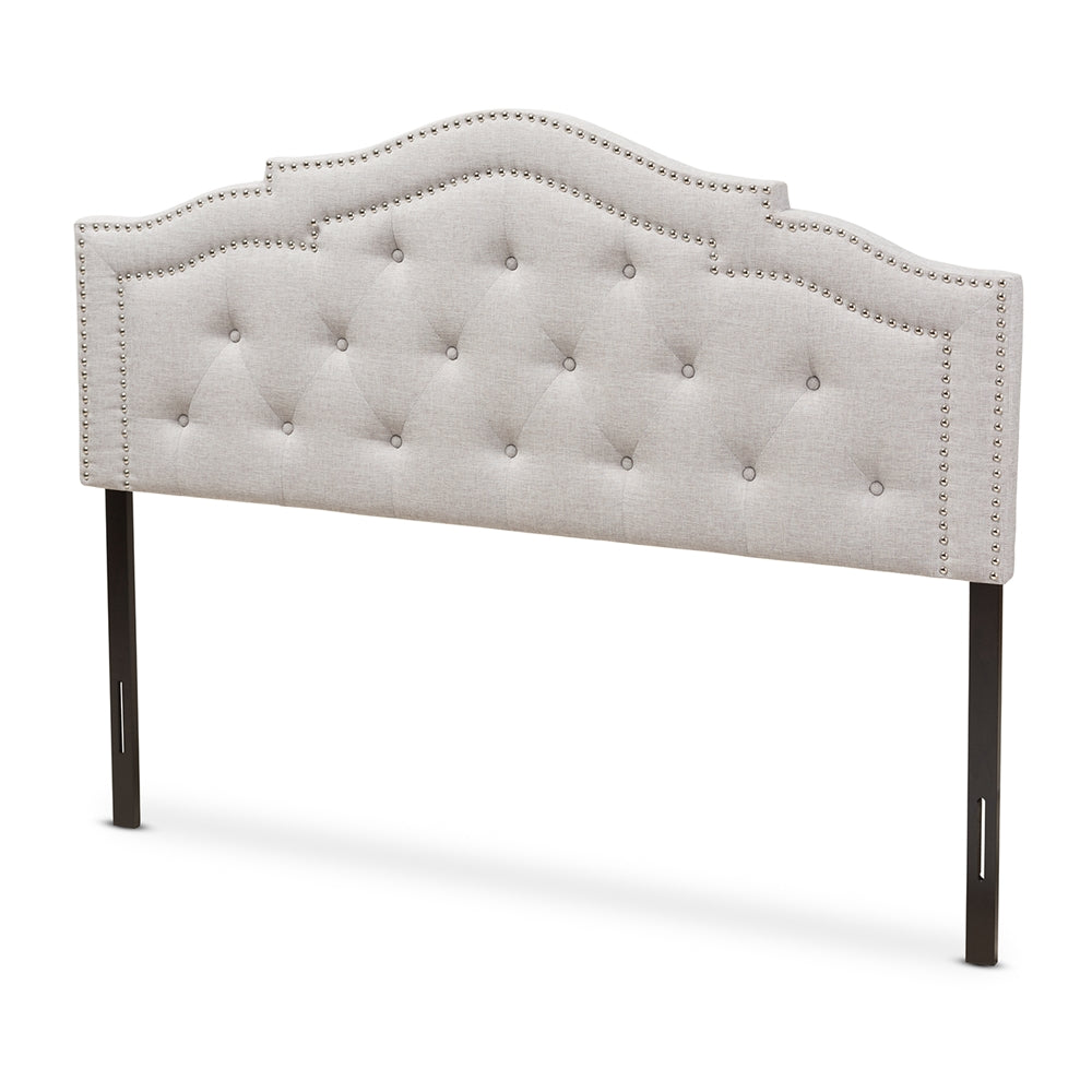 Edith Modern and Contemporary Greyish Beige Fabric Full Size Headboard