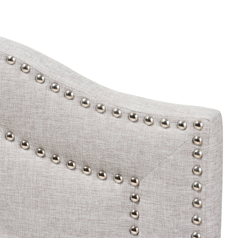 Edith Modern and Contemporary Greyish Beige Fabric Queen Size Headboard