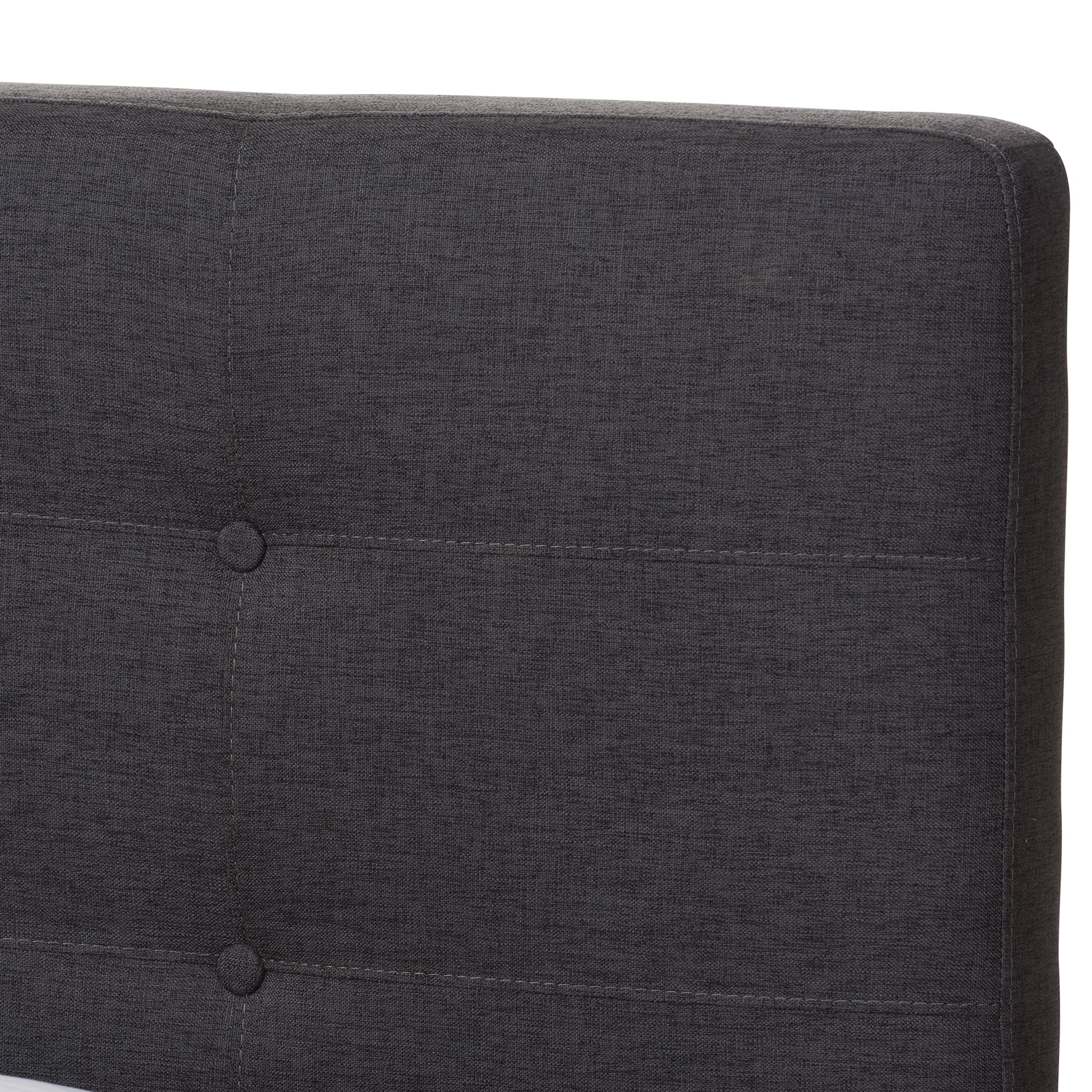 Valencia Mid-Century Modern Dark Grey Fabric Queen Size Platform Bed