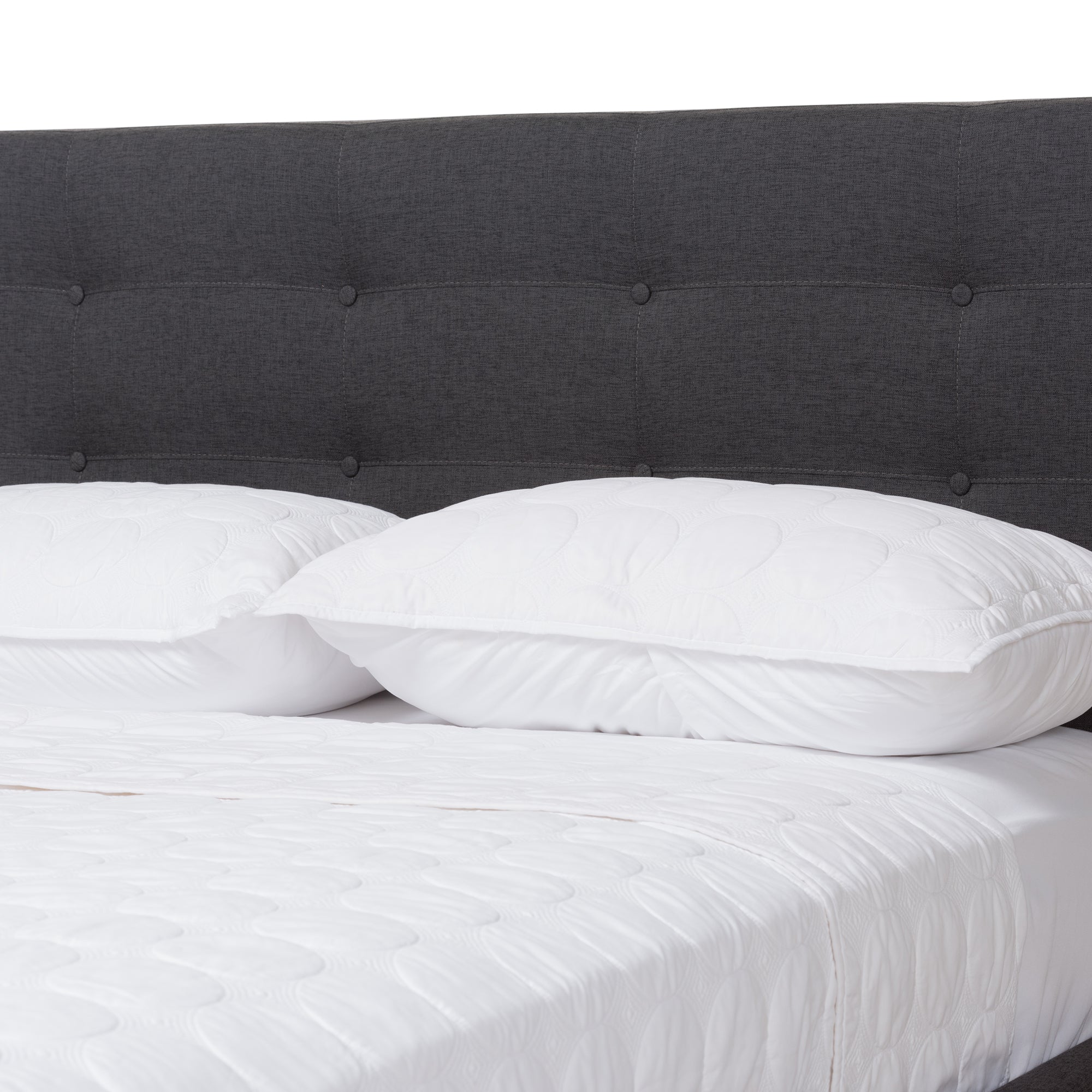 Valencia Mid-Century Modern Dark Grey Fabric Queen Size Platform Bed