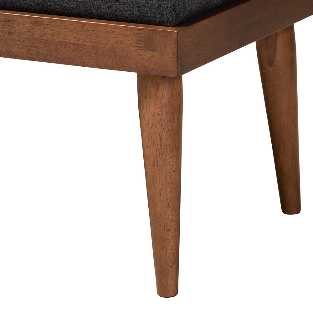 Valencia Mid-Century Modern Dark Grey Fabric Upholstered Queen Size 2-Piece Bedroom Set