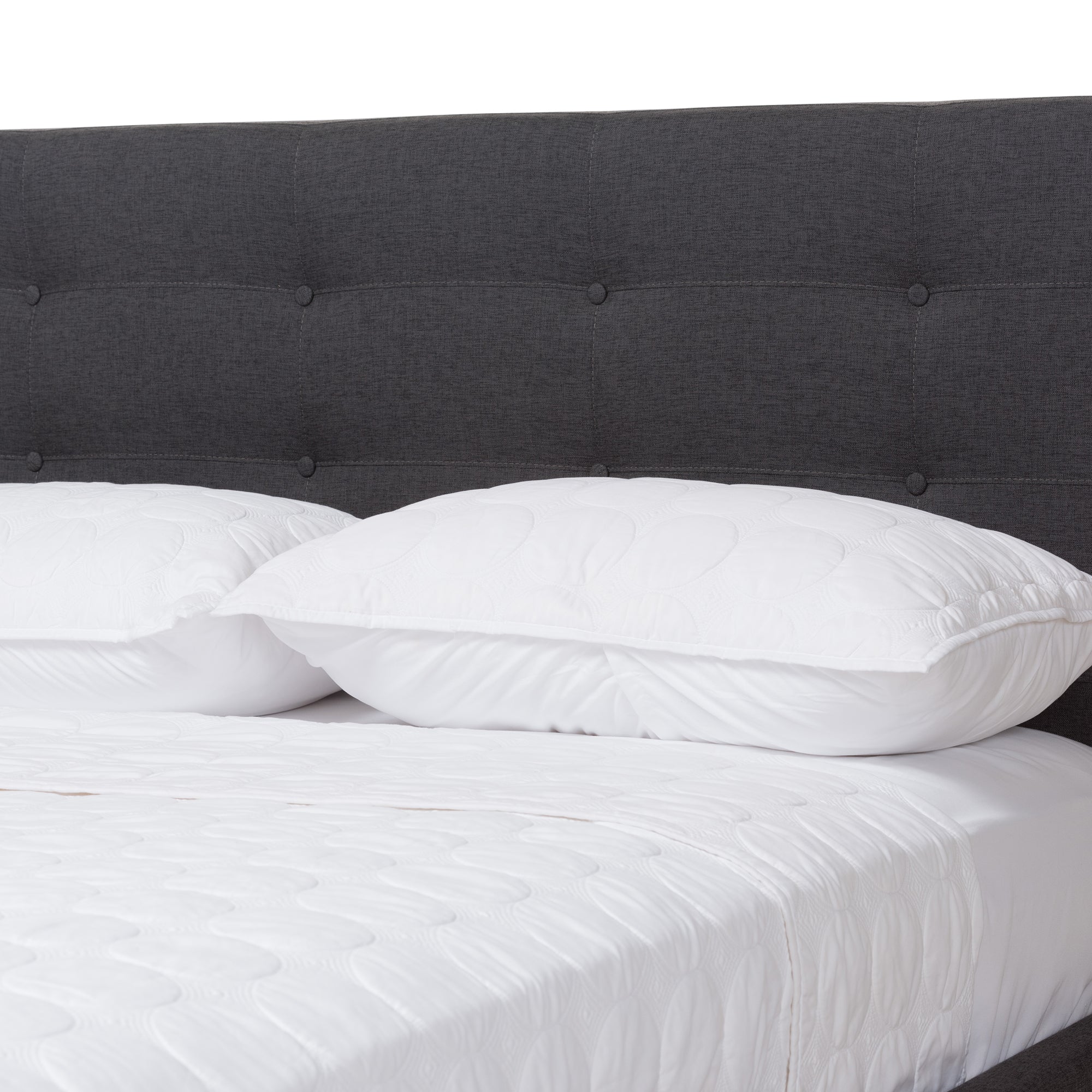 Valencia Mid-Century Modern Dark Grey Fabric Upholstered Queen Size 2-Piece Bedroom Set