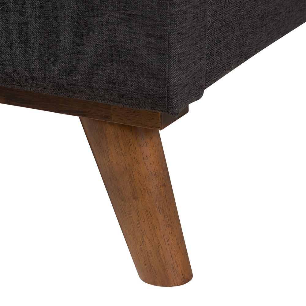 Valencia Mid-Century Modern Dark Grey Fabric Upholstered Queen Size 2-Piece Bedroom Set