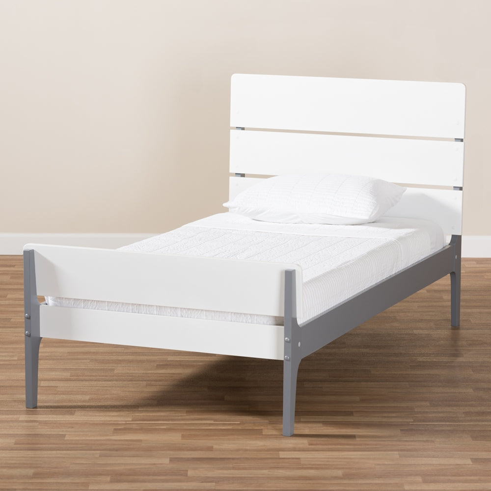 Nereida Classic Mission White And Dark Grey-Finished Wood Twin Platform Bed