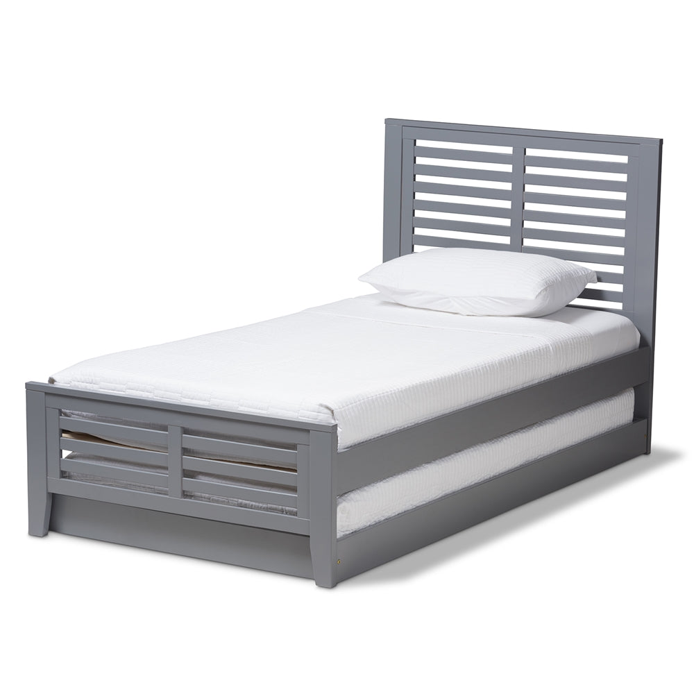 Sedona Style White-Finished Wood Twin Platform Bed With Trundle