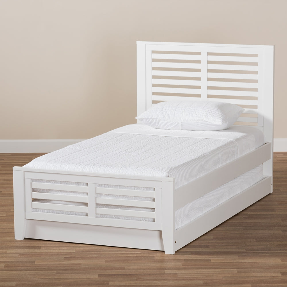 Sedona Style White-Finished Wood Twin Platform Bed With Trundle