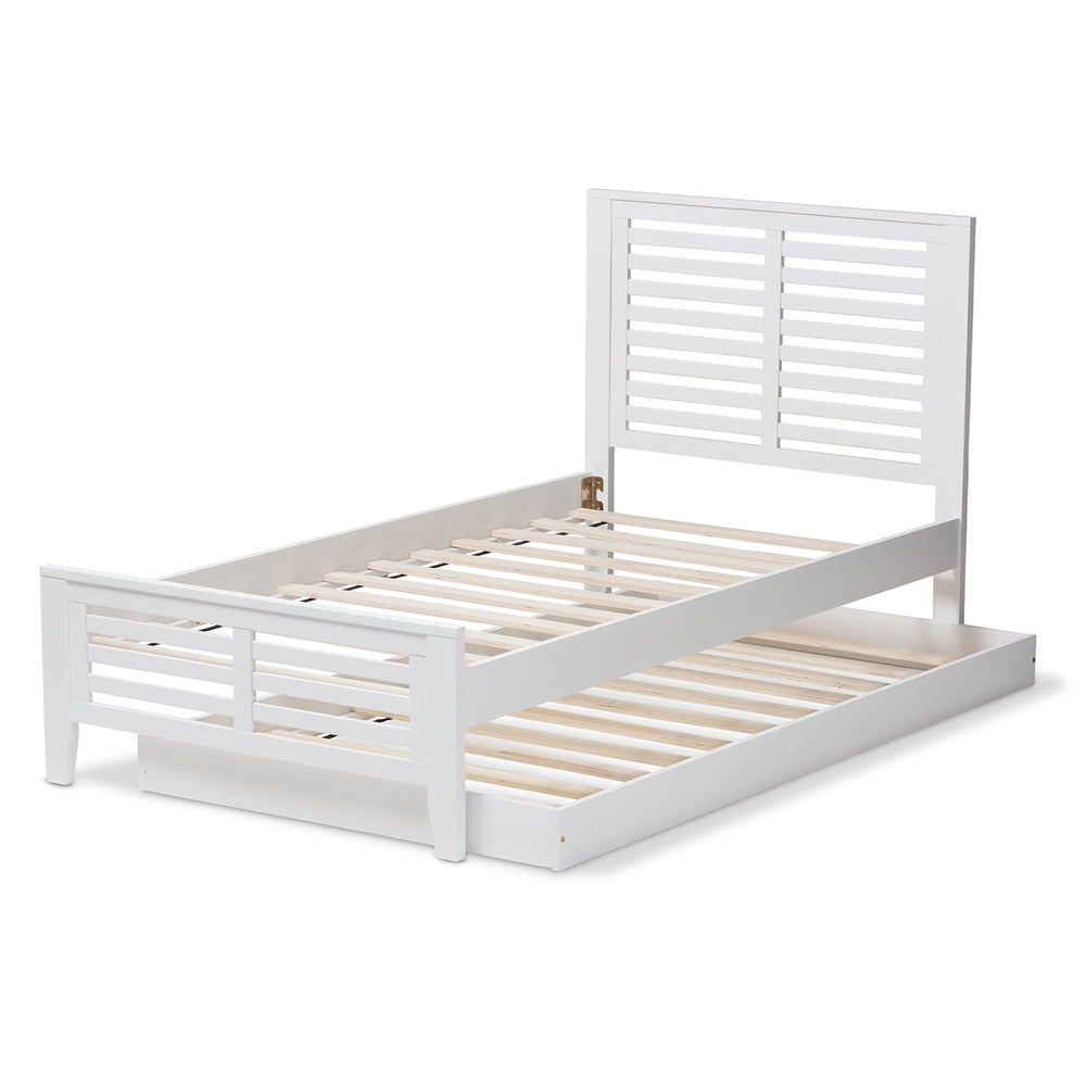 Sedona Style White-Finished Wood Twin Platform Bed With Trundle