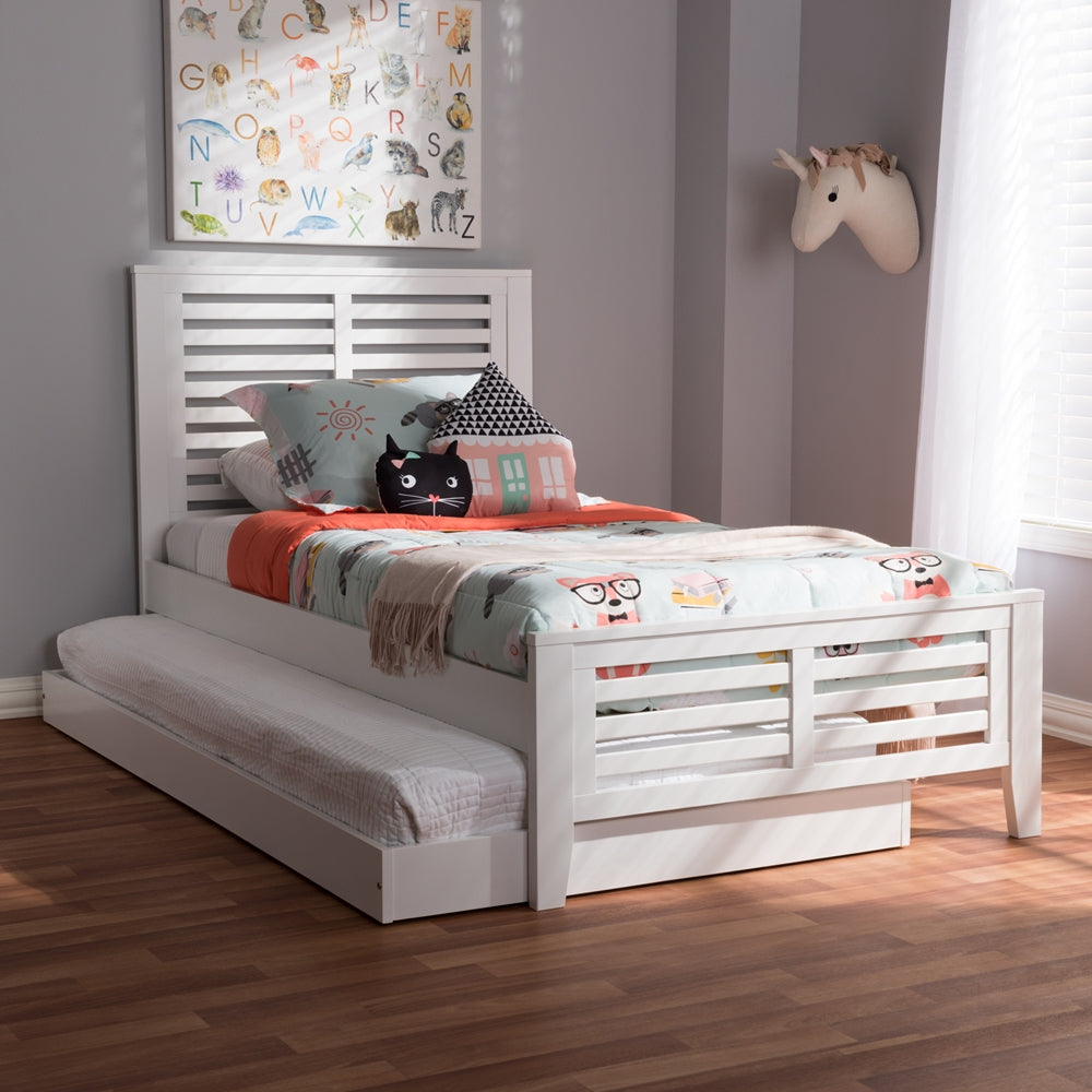 Sedona Style White-Finished Wood Twin Platform Bed With Trundle