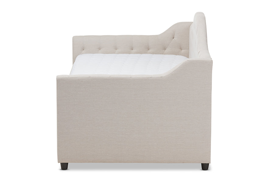 Perry Light Beige Fabric Daybed with Trundle