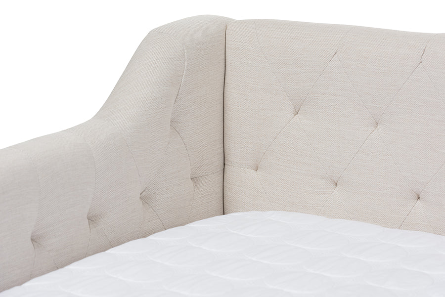 Perry Light Beige Fabric Daybed with Trundle